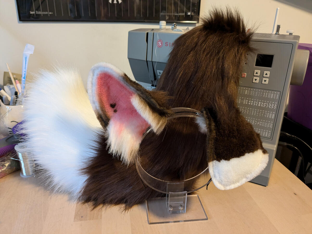 Brown and white puppy set